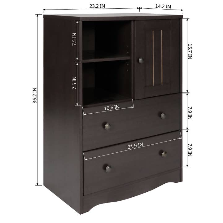 Compact Wooden Storage Cabinet with Shelves and Drawers