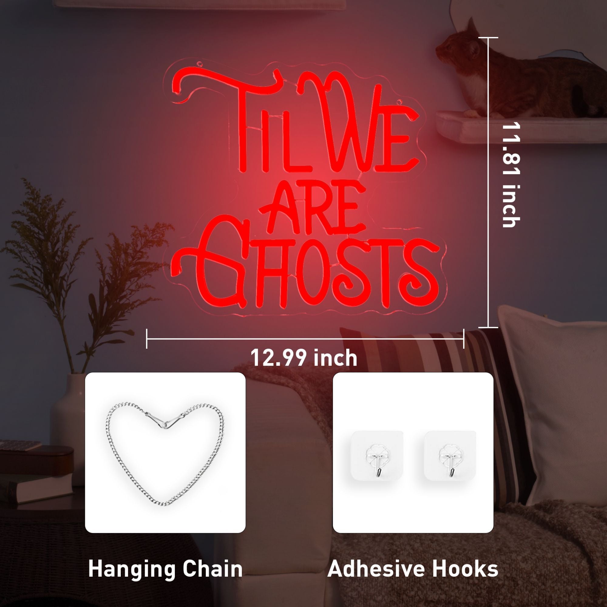 1pc "Til We Are Ghosts" USB-Powered LED Neon Sign