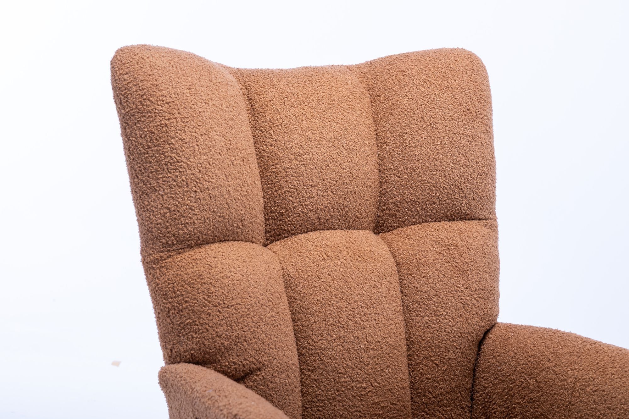 Wingback Rocking Chair with Storage Pocket, Upholstered in Soft Teddy Fabric, Featuring a Sturdy Solid Wood Base