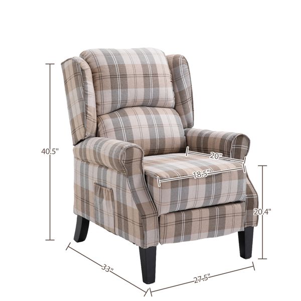 Modern Comfortable Upholstered Leisure Chair Multifunctional Recliner Chair Single Sofa with Footrest, Beige Check