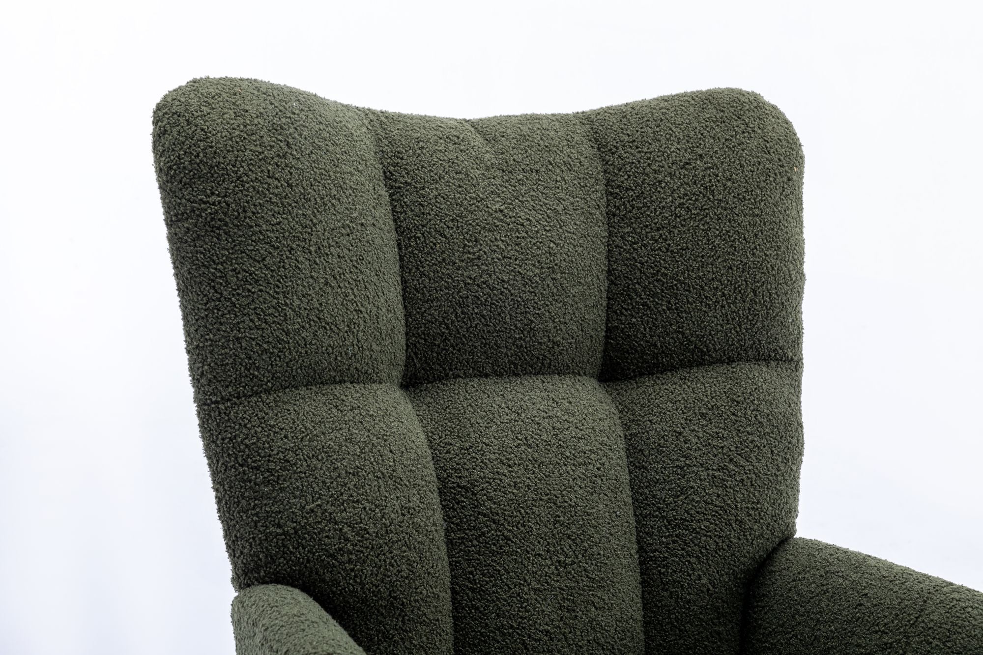 Wingback Rocking Chair with Storage Pocket, Upholstered in Soft Teddy Fabric, Featuring a Sturdy Solid Wood Base