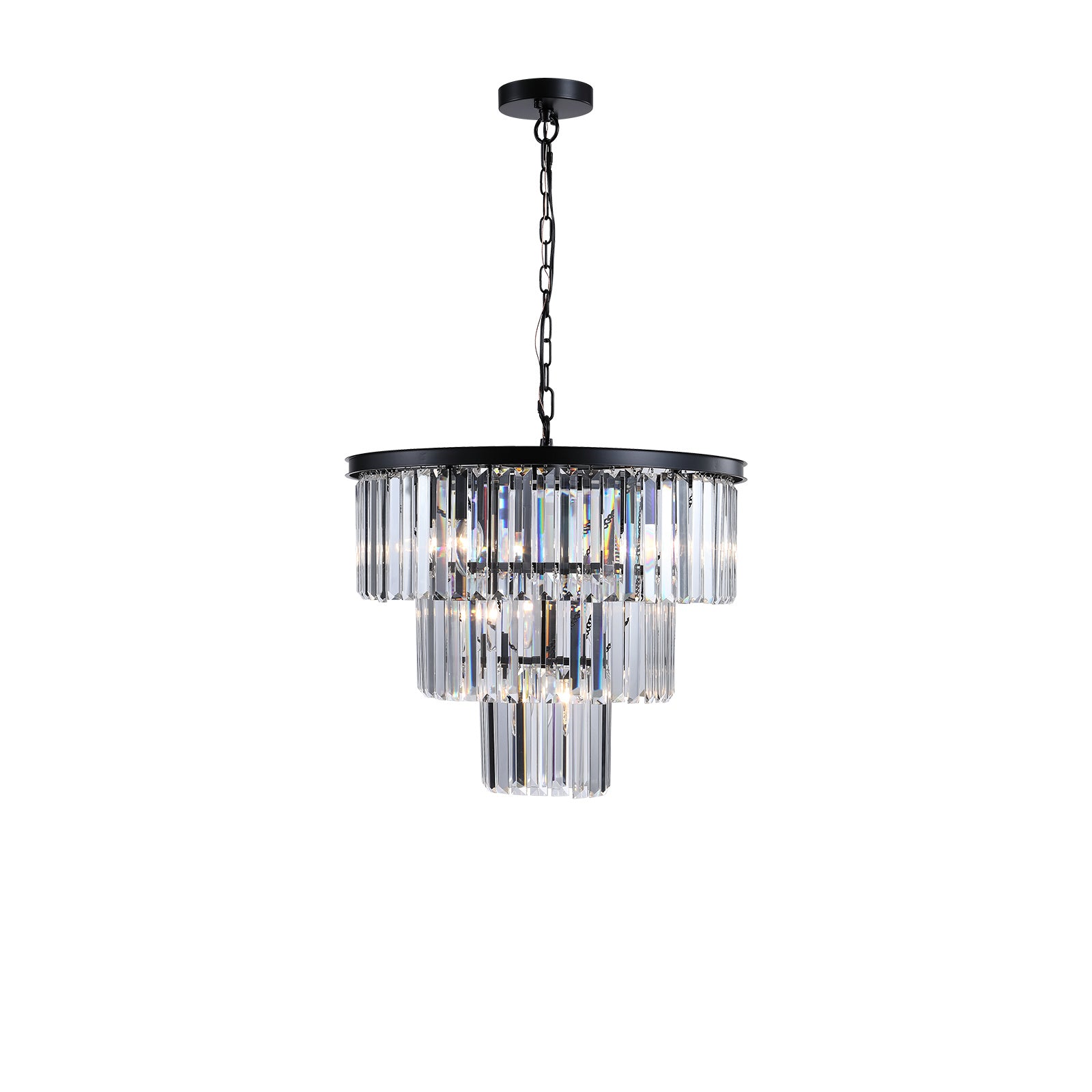 Black Luxury Crystal Chandelier Modern Chandeliers Lights Fixture Hanging Pendant Light Fixture for Dining Room Bedroom Living Room Dia 19.7 Inch-Black