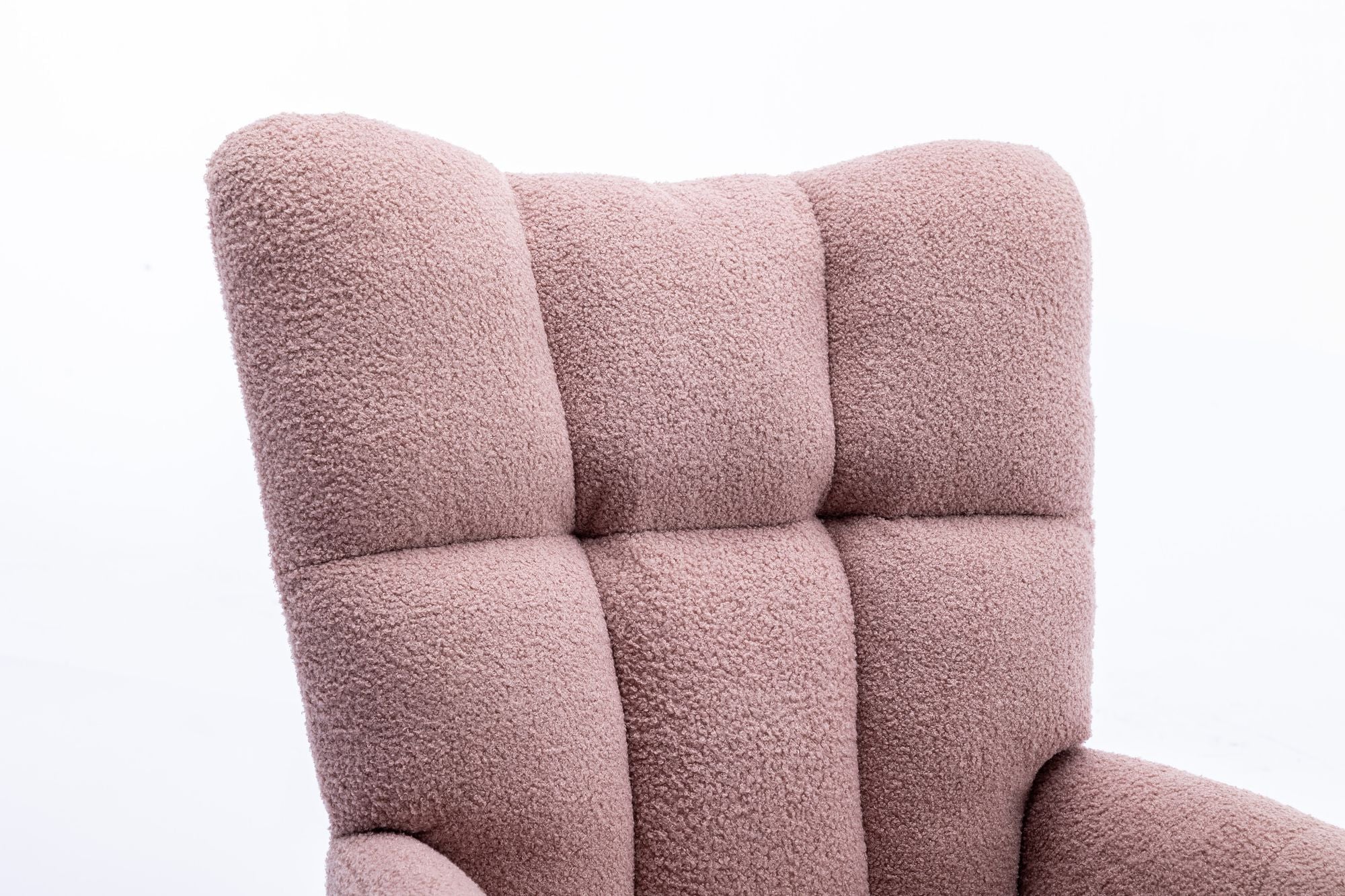 Wingback Rocking Chair with Storage Pocket, Upholstered in Soft Teddy Fabric, Featuring a Sturdy Solid Wood Base