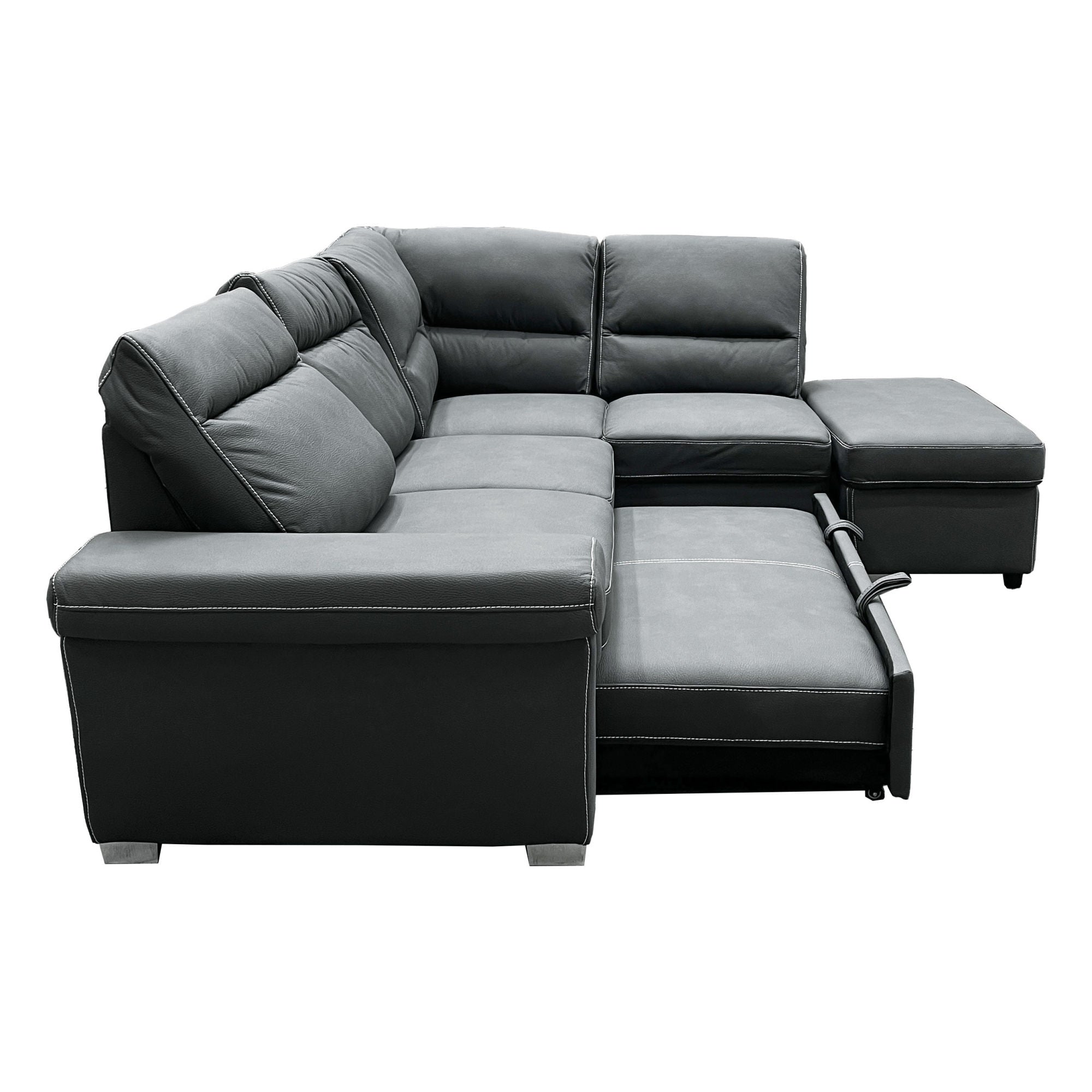 ACME Sagira SECTIONAL SOFA W/SLEEPER Gray Fabric LV01023