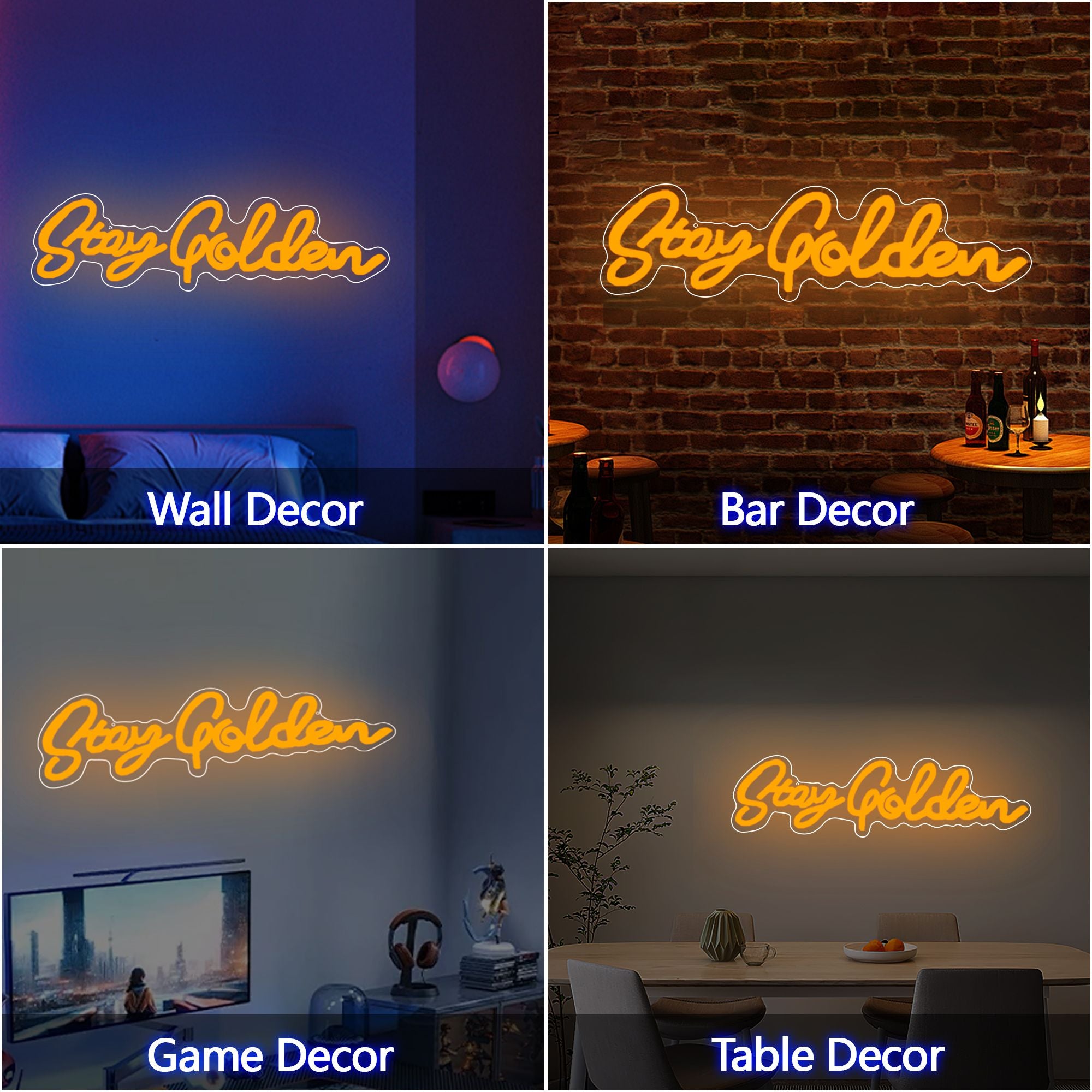 "Stay Golden" USB-Powered LED Neon Light Sign (1 Pc)