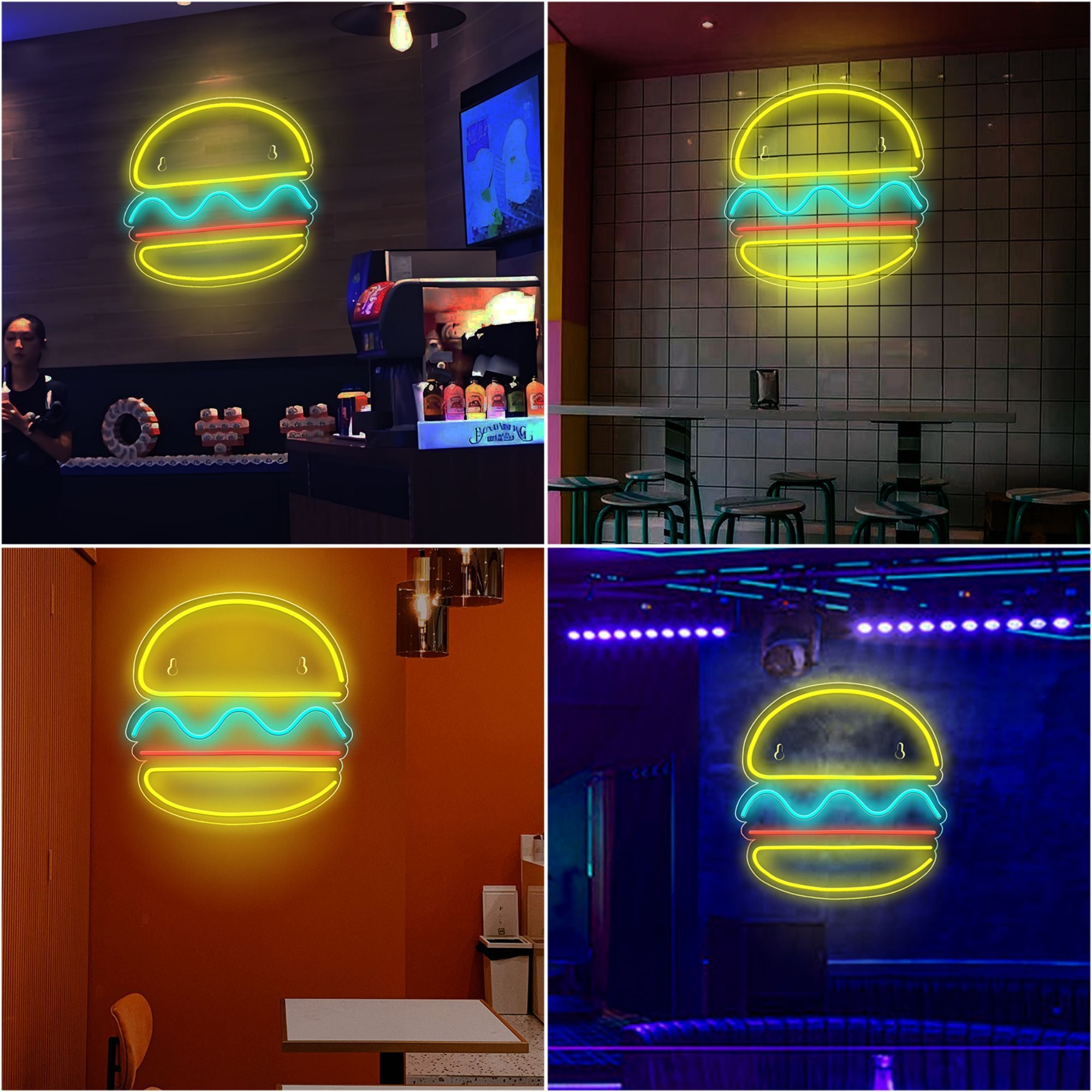 1pc 5V USB-Powered Neon Sign with Hamburger-Shaped Back Plate