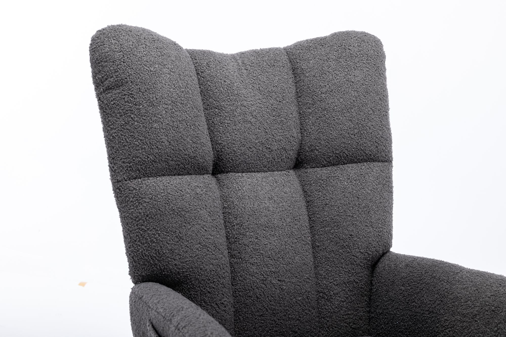 Wingback Rocking Chair with Storage Pocket, Upholstered in Soft Teddy Fabric, Featuring a Sturdy Solid Wood Base