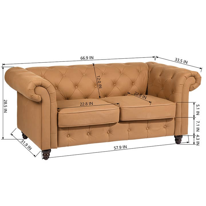 Edwina 67'' Faux Leather Chesterfield Sofa-Self Pickup