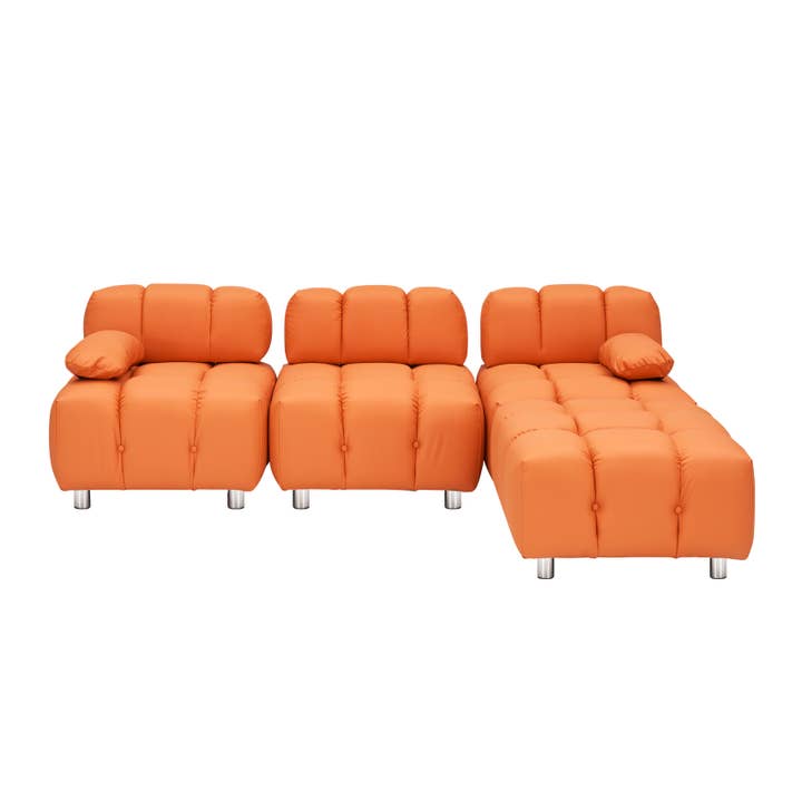 90.60-Inch Orange Sofa, Waterproof Scratch Resistant