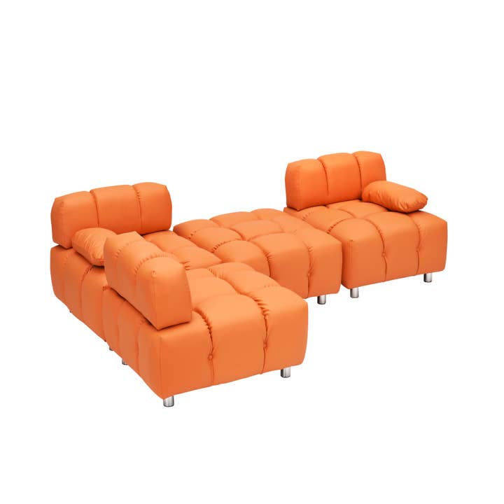 90.60-Inch Orange Sofa, Waterproof Scratch Resistant