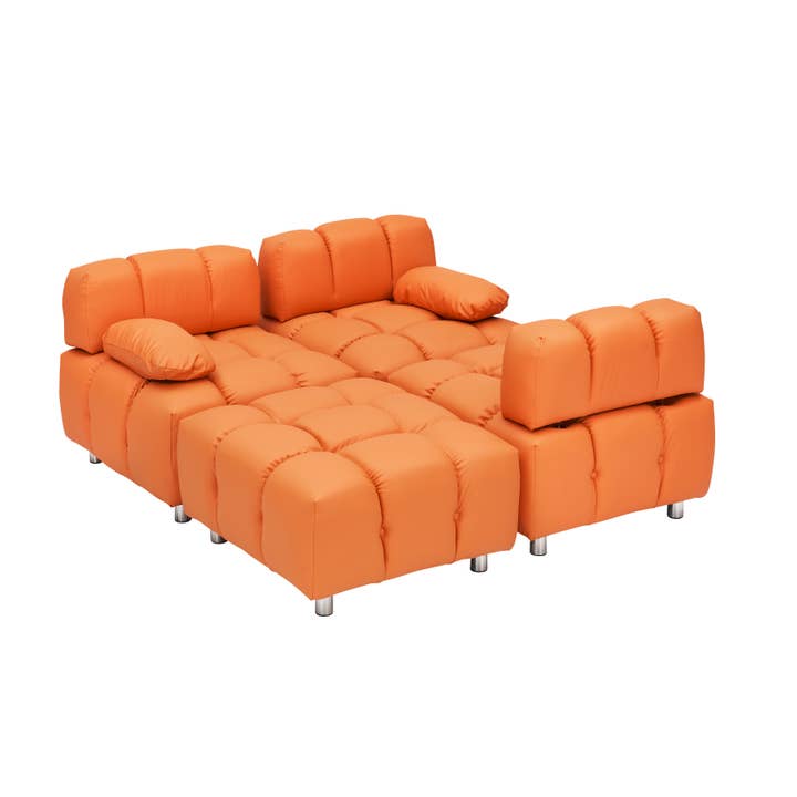 90.60-Inch Orange Sofa, Waterproof Scratch Resistant