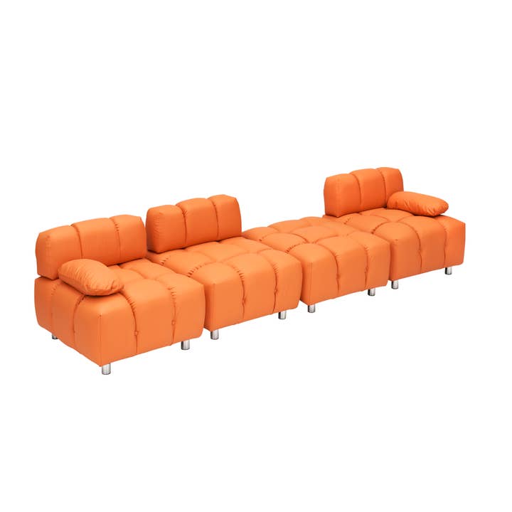 90.60-Inch Orange Sofa, Waterproof Scratch Resistant