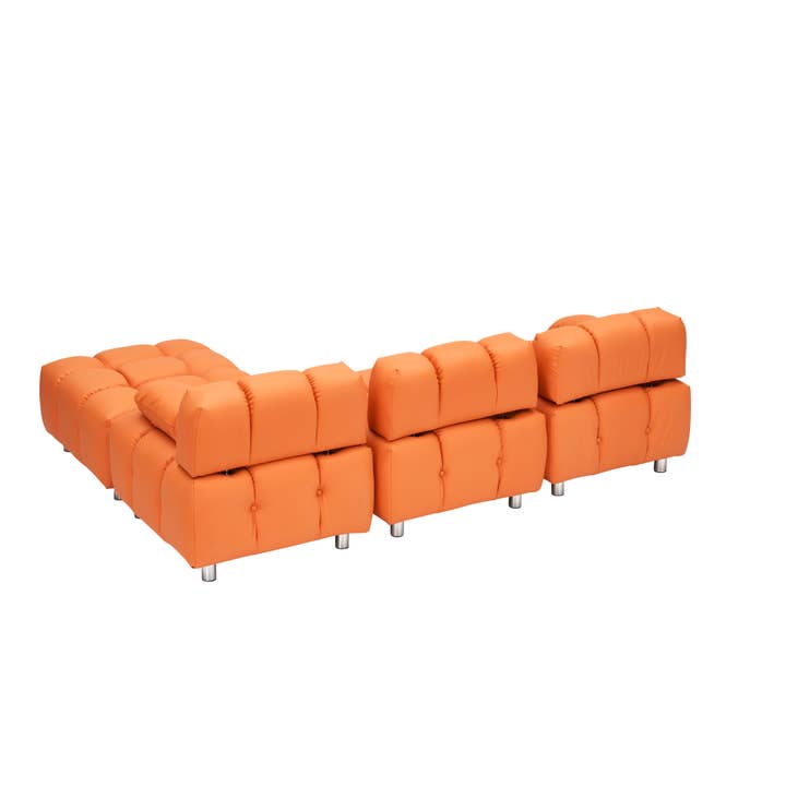 90.60-Inch Orange Sofa, Waterproof Scratch Resistant