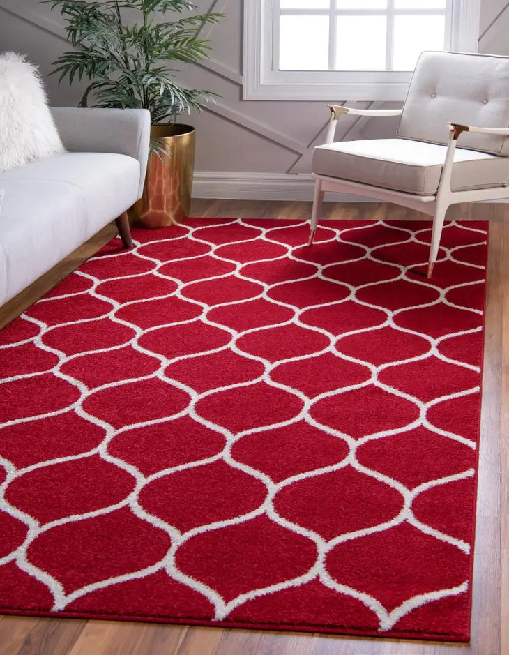 Geometric Rounded Trellis Frieze Rug (Large Rectangular)