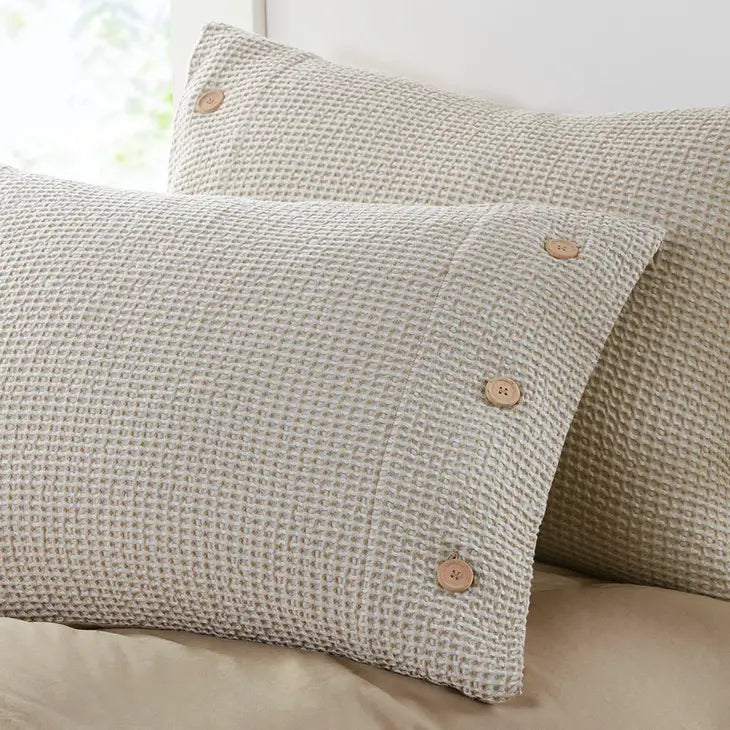 Waffle Weave Comforter/Duvet Cover Set, Taupe