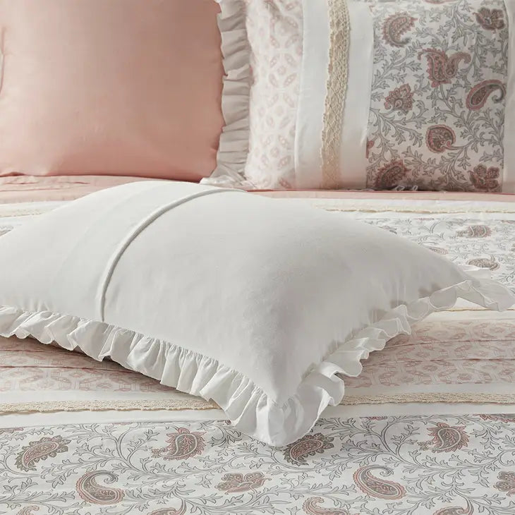 Shabby Chic 9-Piece Comforter Set, Blush