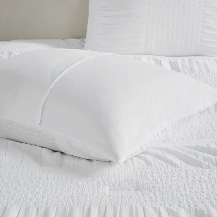 Casual Textured Compelete Comforter and Sheet Set, White