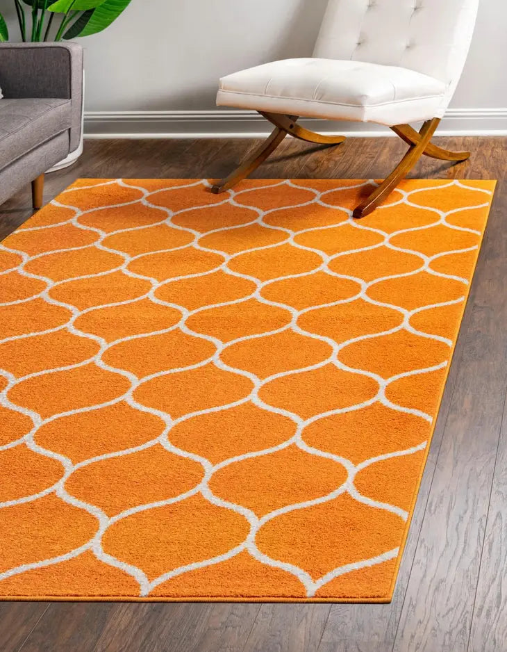 Geometric Rounded Trellis Frieze Rug (Large Rectangular)