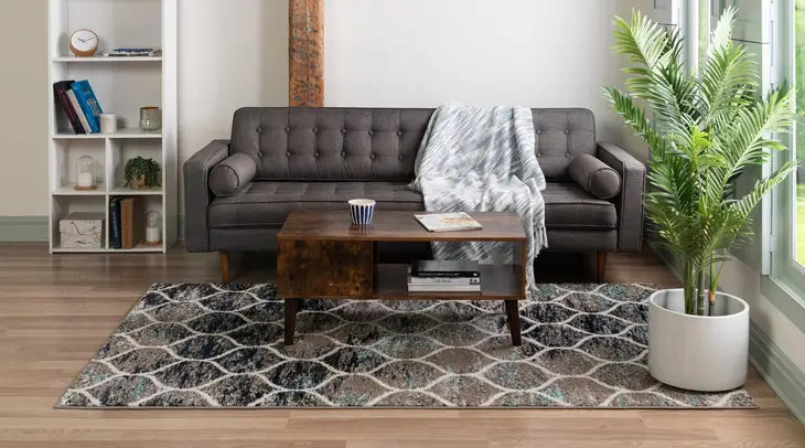 Geometric Rounded Trellis Frieze Rug (Large Rectangular)