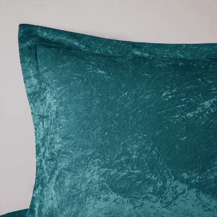 Crushed Velvet 4-Piece Comforter or Duvet Cover Set, Teal