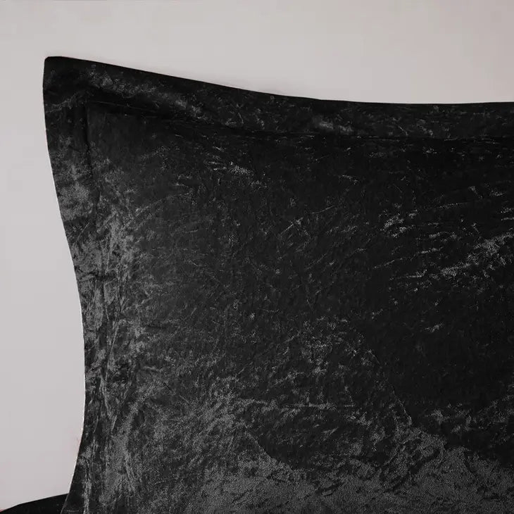 Crushed Velvet 4-Piece Comforter or Duvet Cover Set, Black