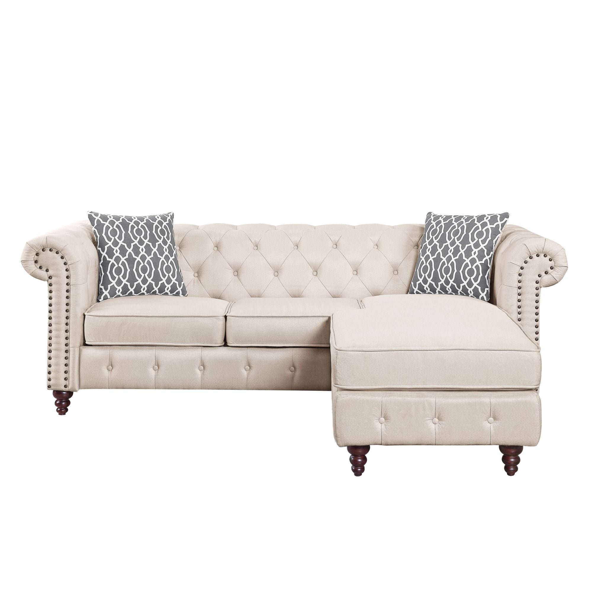 ACME Waldina Reversible Sectional Sofa in Beige Fabric LV00643