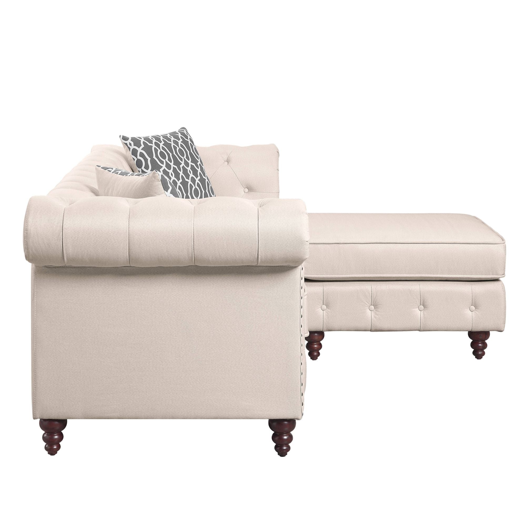 ACME Waldina Reversible Sectional Sofa in Beige Fabric LV00643