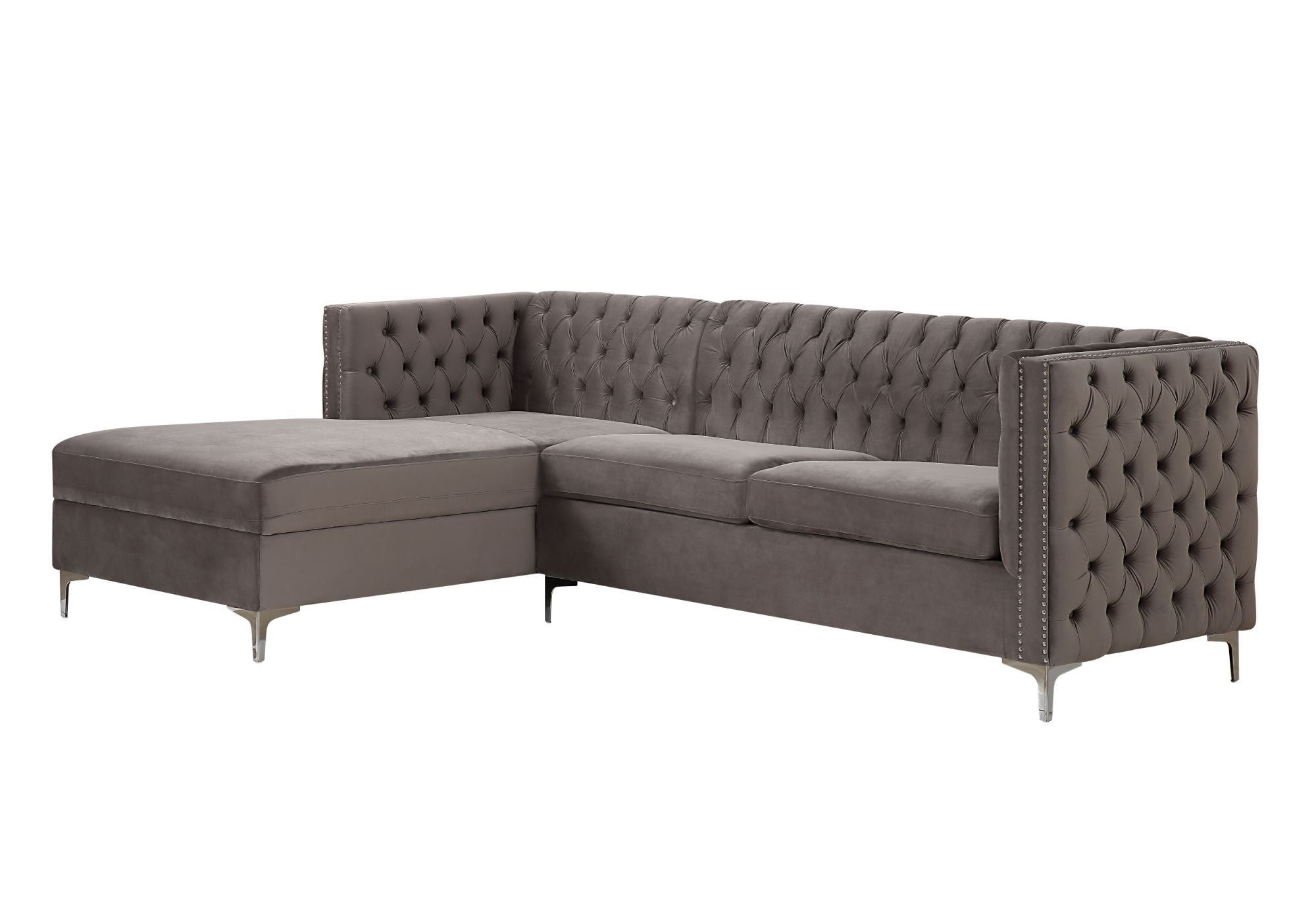 ACME Sullivan Sectional Sofa, Gray Velvet 55495