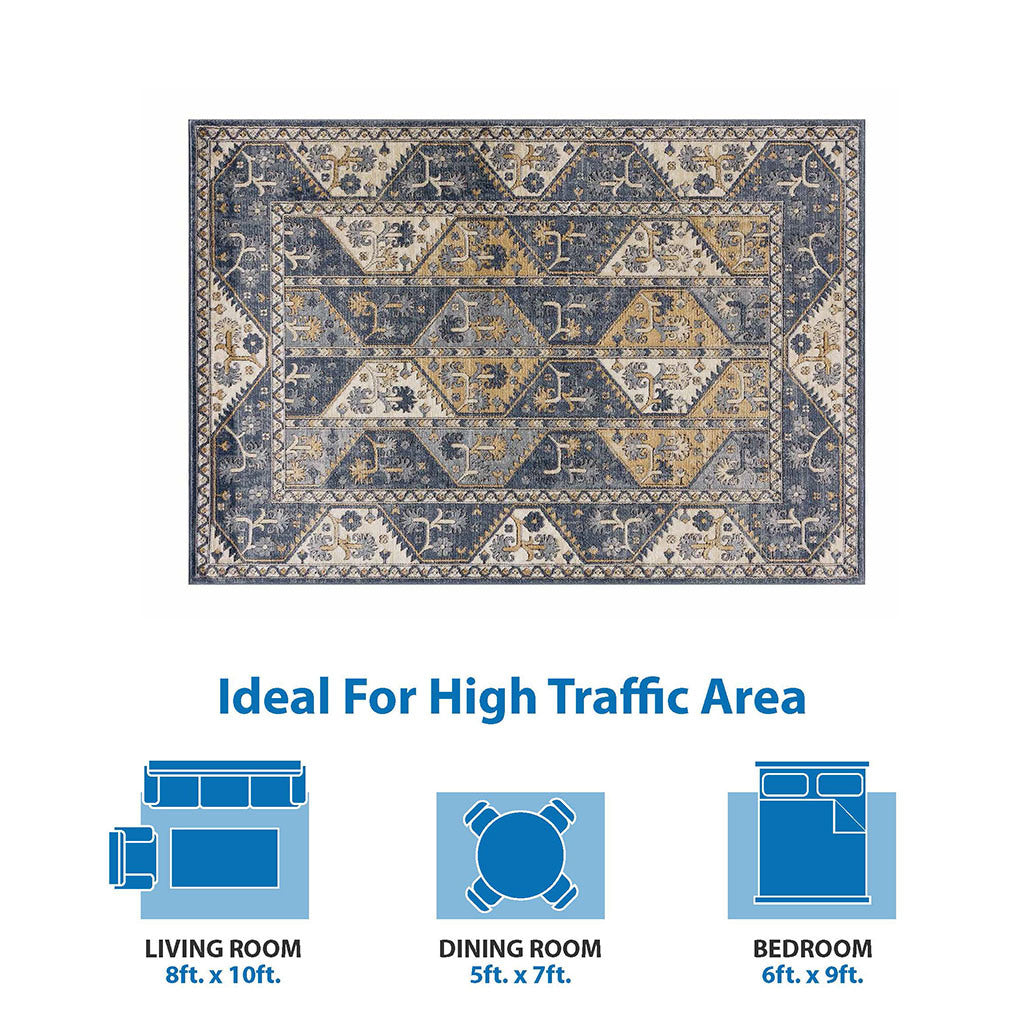 Tiled Border Area Rug 6' x 9'