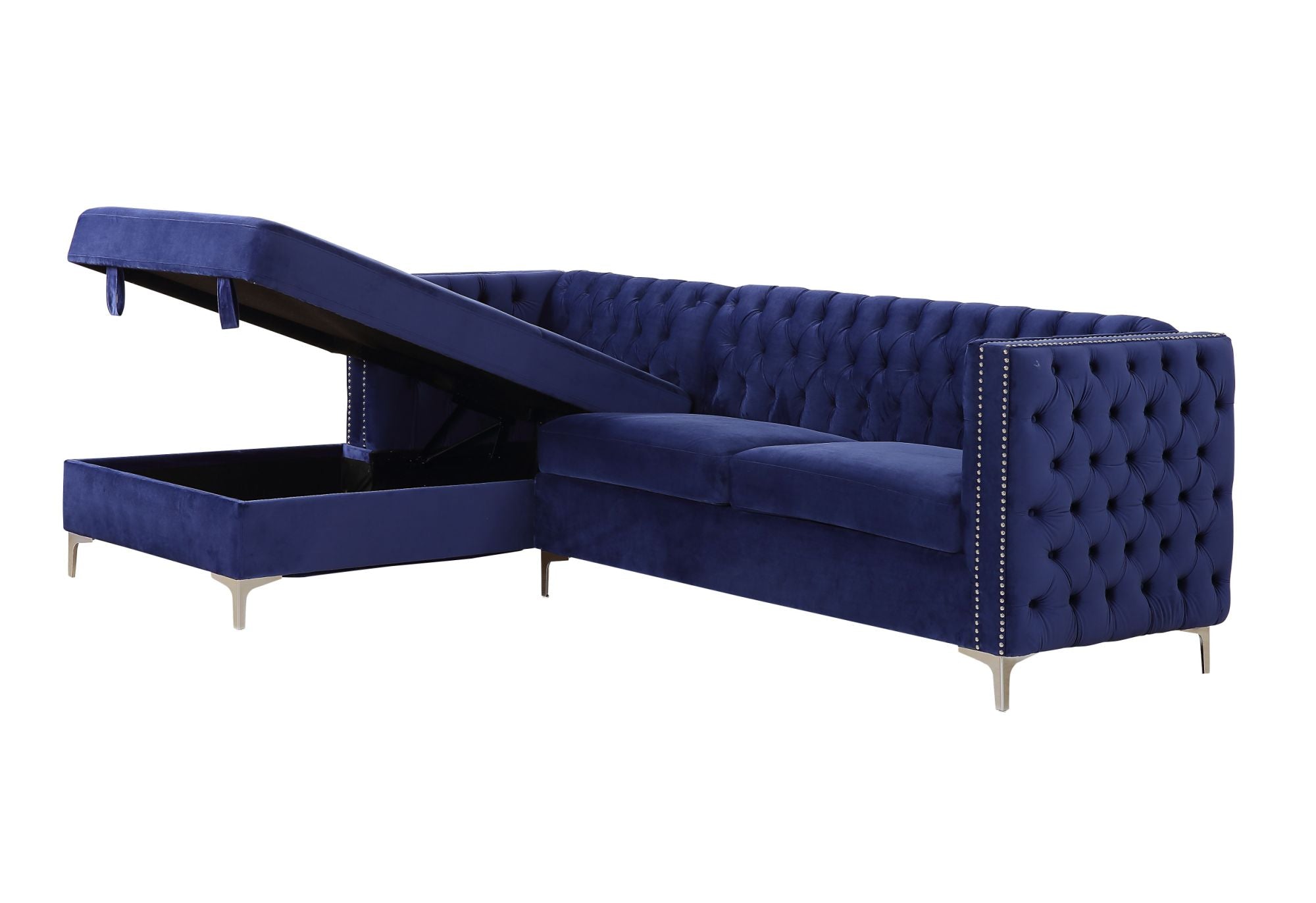 ACME Sullivan Sectional Sofa, Navy Blue Velvet 55490